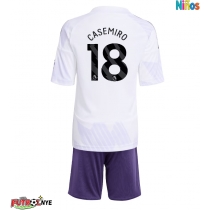 Camiseta Manchester United Casemiro #18 Visitante Equipación para niños 2025-26 manga corta (+ pantalones cortos)